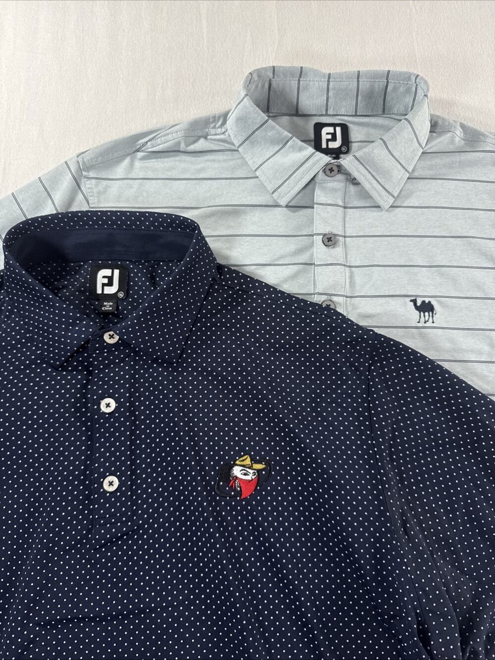 Lot Of 2 Medinah Country Club Footjoy Mens Alt Logo Golf Polos XL Raider/Camel
